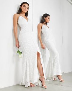 Кружевное свадебное платье на бретельках ASOS EDITION-Белый