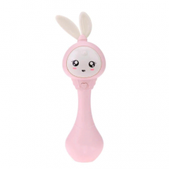 Погремушка / Интерактивная развивающая игрушка Умный малыш Зайка, розовый (ST-667)