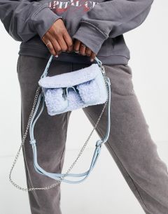 Розовая сумка через плечо с отделкой искусственным мехом Nunoo Small Honey-Голубой