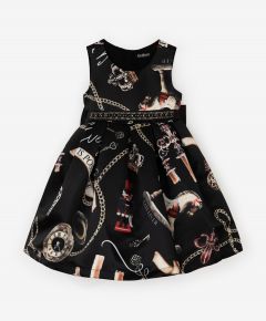 Платье из сатина с модным авторским рисунком и съемным поясом  Gulliver