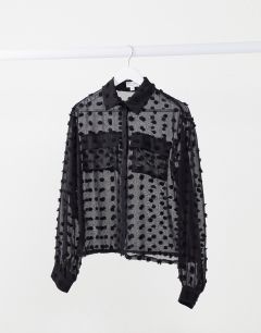 Прозрачная черная oversized-блузка из ткани добби In The Style x Saffron Barker-Черный