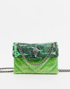 Зеленая кожаная сумка со змеиным принтом Kurt Geiger London-Зеленый