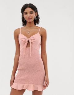 Платье мини с бантом спереди ASOS DESIGN-Розовый