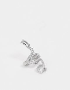 Серебристое кольцо с дизайном в виде дракона ASOS DESIGN-Серебряный