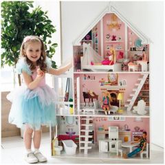 Деревянный кукольный домик Стейси Авенью (с мебелью 15 предметов)