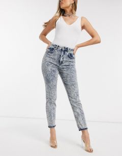 Узкие джинсы в винтажном стиле с завышенной талией и эффектом кислотной стирки ASOS DESIGN Farleigh-Синий
