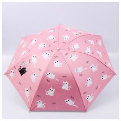 Зонт-трость Beauty Fox, механика, 3 сложения, купол 95 см, 8 спиц, розовый