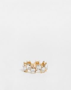 Золотистое кольцо с квадратными камнями ASOS DESIGN-Золотой