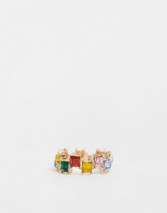Золотистое кольцо с разноцветными квадратными камнями ASOS DESIGN-Золотой