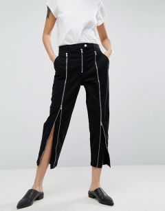 Черные джинсы с молниями ASOS WHITE-Черный