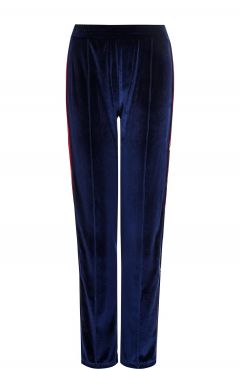 Бархатные брюки прямого кроя с контрастными лампасами Forte Dei Marmi Couture