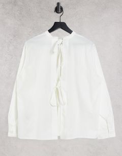 Белая рубашка с открытой спиной и завязками Object-Белый