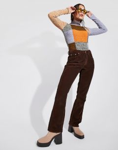 Расклешенные вельветовые джинсы из плотного материала шоколадного цвета с заниженной талией ASOS DESIGN-Коричневый цвет