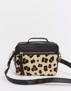 Кожаная сумка через плечо с леопардовым принтом Urbancode-Черный