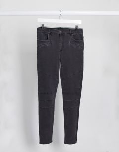 Серые байкерские джинсы скинни со вставками Vero Moda-Черный