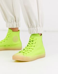 Высокие кожаные кеды неонового зеленого цвета Converse Chuck Taylor-Желтый