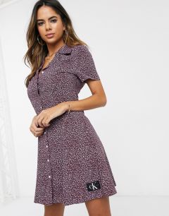 Платье-рубашка с цветочным принтом Calvin Klein-Фиолетовый