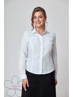 Блузки, рубашки 535 белый с карманчиками