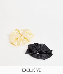 Набор из 2 атласных резинок для волос черного цвета и цвета шампанского Reclaimed Vintage Inspired-Многоцветный