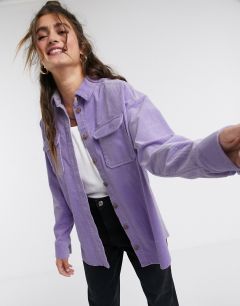 Фиолетовая вельветовая oversized-рубашка Monki-Фиолетовый