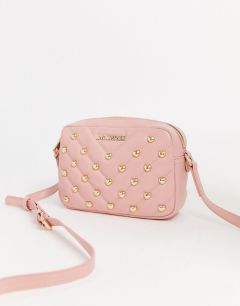 Розовая стеганая сумка с заклепками-сердечками Love Moschino-Розовый