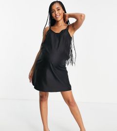 Черное платье-комбинация мини с V-образным вырезом ASOS DESIGN Maternity-Черный цвет