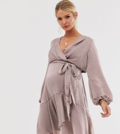 Атласное платье мини с запахом Flounce London Maternity-Фиолетовый