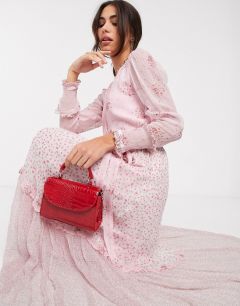 Платье макси с комбинированным цветочным принтом Ghost-Розовый