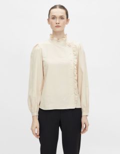 Кремовая блузка на пуговицах с длинными рукавами Object-Белый