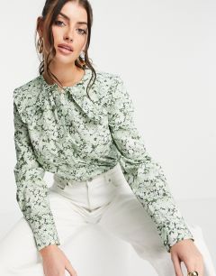 Многоцветная блузка с большим воротником и цветочным принтом из органического хлопка & Other Stories-Зеленый цвет