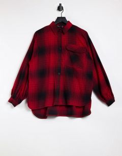Куртка-рубашка в стиле oversized в клетку красного и черного цвета ASOS DESIGN-Многоцветный