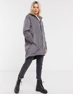 Серая куртка-дождевик с подкладкой из искусственного меха ASOS DESIGN-Серый