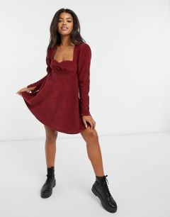 Красное вельветовое платье ASOS DESIGN Babydoll-Красный