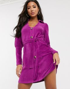 Вельветовое платье-рубашка мини ASOS DESIGN-Фиолетовый