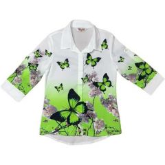Рубашка Elly, размер 146, белый, зеленый