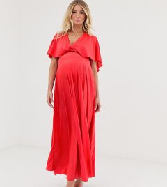 Плиссированное платье макси с кейпом ASOS DESIGN Maternity-Красный