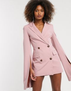 Длинный пиджак с разрезами на рукавах ASOS DESIGN Premium-Розовый