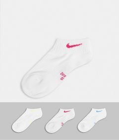 3 пары белых носков до щиколотки с логотипом-галочкой разных цветов Nike-Белый