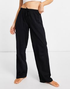 Черные брюки от пижамы прямого кроя ASOS DESIGN-Черный цвет