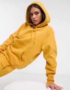 Худи в стиле oversized желтого цвета с логотипом-галочкой Nike-Желтый